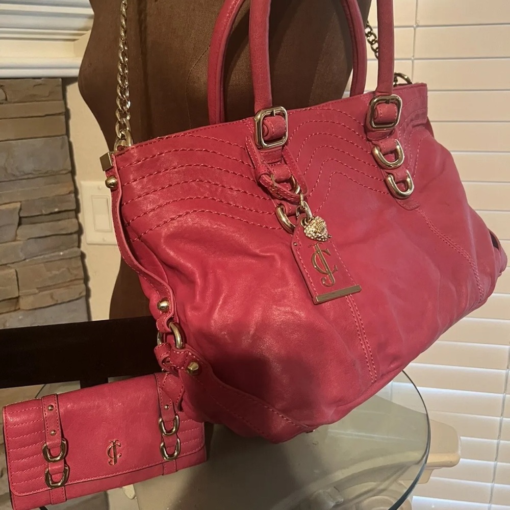 Authentic Juicy Couture Pink Leather Cross Body/Satchel
Handbag & Match Wallet
